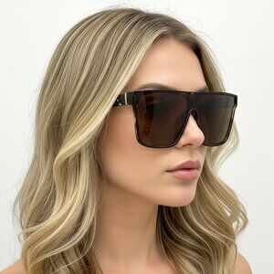 NEW QUILTED STONE Iconic Glam Oversized Designer Style Sunglasses Tortoise